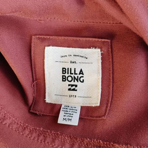Billabong Lightweight Hooded Rose Vale Red Open Front Utility Jacket Size Medium - Picture 8 of 14